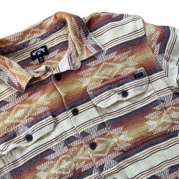 Billabong Men Furnace Fleece Shacket Medium Aztec Southwestern Button-Up Jacket - Picture 1 of 12